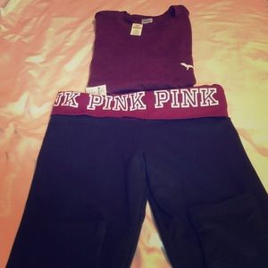 NWT Pink Victoria Secret foldover leggings only
